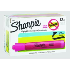 Sharpie&reg; Tank Highlighters, Chisel Tip, Fluorescent Pink, 12/box