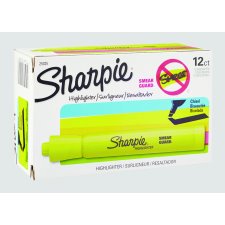 Sharpie® Tank Highlighters, Chisel Tip, Fluorescent Yellow, 12/box
