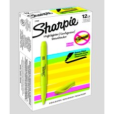 Sharpie® Pocket Highlighters, Fluorescent Yellow, 12/box