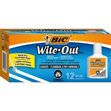 Bic Wite-Out Correction Fluid, 22ml, 12/pkg