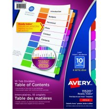 Avery® Ready Index® Table of Contents Dividers, 10 Tabs, 6 sets/pkg