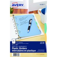 Avery® Write-On Dividers, 8-1/2" x 5-1/2", 5 Tabs, Assorted Colours