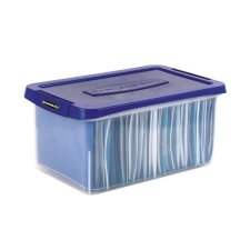 Bankers Box® Heavy Duty Storage Box,  Plastic, Letter, Clear/Blue