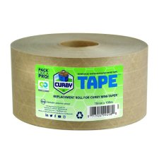 Curby Tape Reinforced Water Activated Paper Tape, 70mm x 100m, Kraft, 4 rls/bx