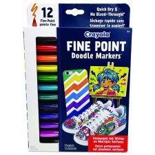 Crayola® Doodle Markers, Fine tip, Assorted Colours, 12/pkg