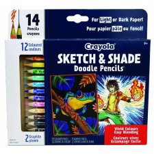 Crayola® Sketch & Shade Doodle Pencils, Vivid Colours, 14/pkg