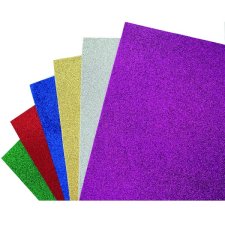 DBLG Self-adhesive Glitter Foam Sheets, 9" x 12", Assorted Colours, 6/pkg