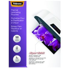 Fellowes® SuperQuick  Laminating Pouches, Letter, 3 mil, 100/pkg