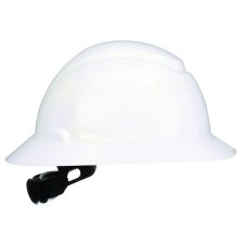 3M Ratchet Adustment Hard Hat, Full Brim, Non-Vented, White