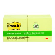 Post-It Recycled Greener Notes, 3" x 3"