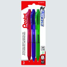 Pentel&reg; EnerGel&reg; X Retractable Gel Pens, 0.7mm, Assorted Colours, 3/pkg