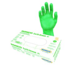 RONCO Earth Vinyl Examination Gloves, XLarge, Green, 100/bx