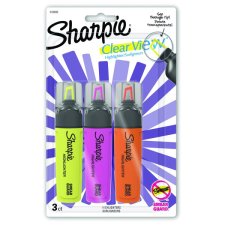 Sharpie® Clear View Highlighters, Chisel Tip, Assorted Colours, 3/pkg