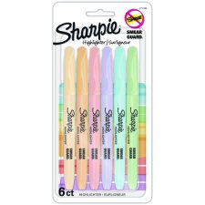 Sharpie® Pocket Highlighters, Chisel tip, Assorted Pastel Colours, 6/pkg