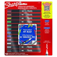 Sharpie® Creative Markers, Brush tip, Assorted Colours, 12/pkg