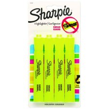 Sharpie® Tank Highlighters, Chisel Tip, Fluorescent Yellow, 4/pkg