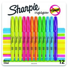 Sharpie® Pocket Highlighters, Narrow Chisel Tip, Assorted Accent Colours, 12/pkg