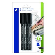 Staedtler® Lumocolor® Markers Permanent, Fine tip, Black, 4/pkg