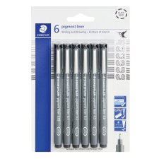 Staedtler® Pigment Liners, Black, 6/pkg