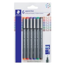 Staedtler® Pigment Liners, Assorted Colours, 6/pkg