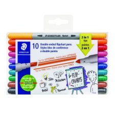 Staedtler® Double-Ended Flipchart Pens, Assorted Colours, 10/pkg