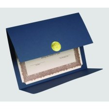 St. James® Elite Medallion Fold Certificate Holder, Blue with Gold Medallion, 5/pkg