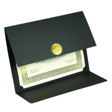 St. James® Elite Medallion Fold Certificate Holders, Black with Gold Medallion, 5/pkg