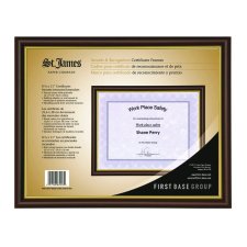 St. James® Awards and Recognition Certificate Frame, 12" x 9-1/2", Tuscan Cherry with Gold Trim