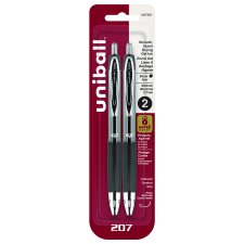uni-ball® Signo 207 Retractable Gel Pens, 0.7mm, Black, 2/pkg
