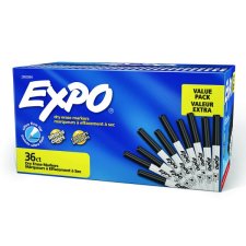 Expo® Low Odour Dry Erase Markers, Ultra Fine tip, Black, 36/bx