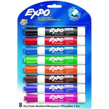 Expo® Low Odour Dry Erase Markers, Chisel Tip, Assorted Colours, 8/pkg