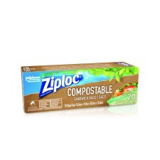 Ziploc® Compostable Sandwich Bags, Small, 20/bx