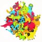 DBLG Self-Adhesive Foam Shapes, Animals, Assorted Colours, 64/pkg