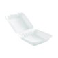 Globe Compostable Hinged Containers, 6" x 6" x 3", White, 50/pkg
