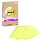 Post-it® 100% Recycled Super Sticky Notes, Lined, 4" x 6", Canary Yellow, 4 pads/pkg