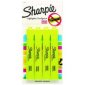 Sharpie® Tank Highlighters, Chisel Tip, Fluorescent Yellow, 4/pkg