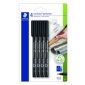 Staedtler&reg; Lumocolor&reg; Markers Permanent, Fine tip, Black, 4/pkg