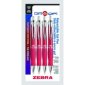 Zebra GR8 Retractable Gel Pens, 0.7mm, Red, 4/pkg