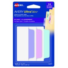 Avery® UltraTabs Filing Tabs 3" x 1-1/2" Pastel Colours 24/pkg