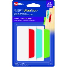 Avery® UltraTabs Filing Tabs 3" x 1-1/2" Primary Colours 24/pkg