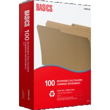 Basics® Reversible File Folders, Legal, Kraft, 100/box