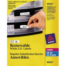 Avery Removable I.D. Labels, 1-3/4" x 1/2", White, 800/pkg