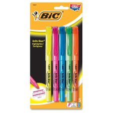 Bic Brite Liner Pen Style Highlighters, Chisel Tip, Assorted Colours, 5/pkg
