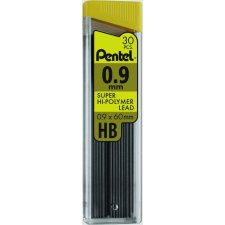 Pentel Super Hi-Polymer Pencil Leads, HB, 0.9 mm, 30/tube