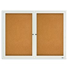 Quartet Enclosed Bulletin Cork Board, 2-Door, 36" x 48", Aluminum Frame