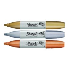 Sharpie Metallic Markers, Chisel Tip, Assorted, 3/pkg