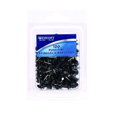 Westcott Push Pins, Black, 100/bx