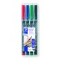 Staedtler Lumocolor Permanent Markers, Super-Fine Tip, Assorted, 4/pkg