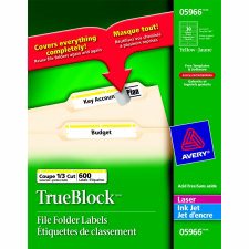Avery TrueBlock File Folder Labels, Yellow