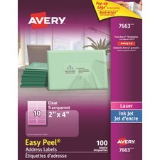 Avery Easy Peel Clear Address Labels, 2" x 4"